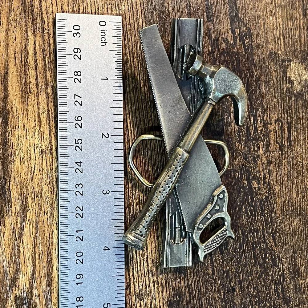 Great American Buckle Co Vintage 1980s Carpentry Wood Tool Belt Buckle H851